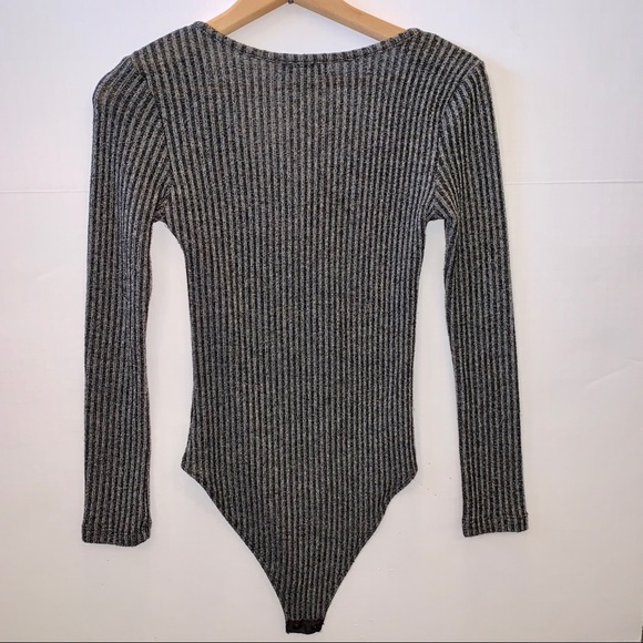 Ten Sixty Sherman Zip Front Pinstriped Bodysuit - Picture 3 of 6